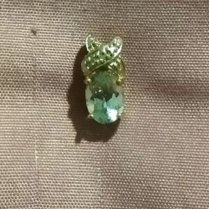 925 Silver Blue Topaz and Diamond Chip Pendant